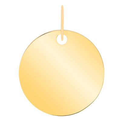 Pendentif rond à graver, Or jaune, 15mm - Emanessence