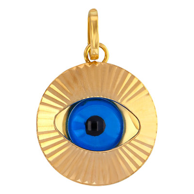 Pendentif oeil porte bonheur, Or jaune, 13mm - Emanessence