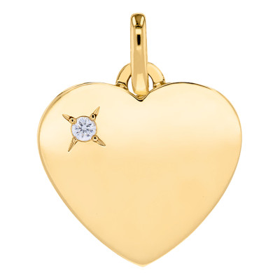 Pendentif Coeur, Or jaune 750 et diamant, 15x16mm - Emanessence