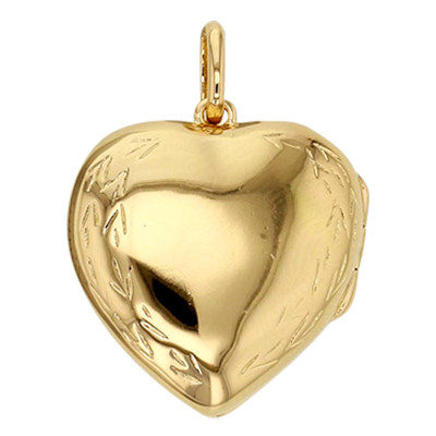 Pendentif Photo Coeur Ciselé, Plaqué Or, 19x20mm - Emanessence