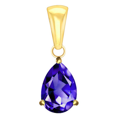 Pendentif Iolite, Or Jaune, 7x5mm - Aurora