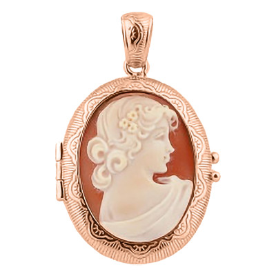 Pendentif Photo Camée & Femme de Profil, Argent Doré Rose, 30x13mm - Emanessence