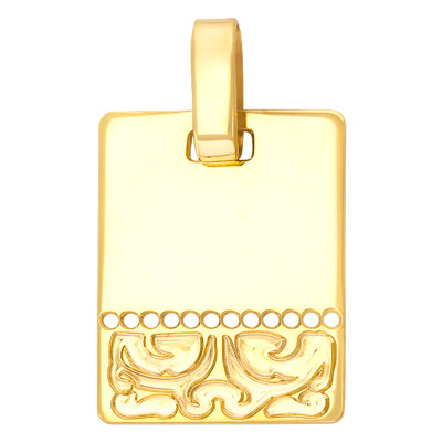 Pendentif Plaque Tiki, Or Jaune, 19x15mm - Rosatella