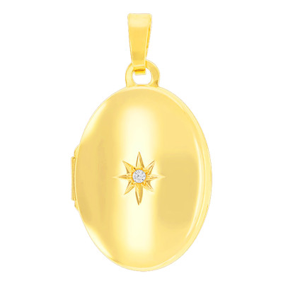 Pendentif Photo étoile polaire, Zircon & Or jaune 375, 14x18mm - Emanessence