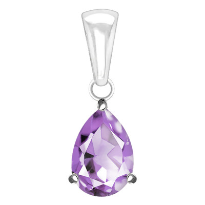 Pendentif Améthyste, Or Blanc, 5x7mm - Aurora