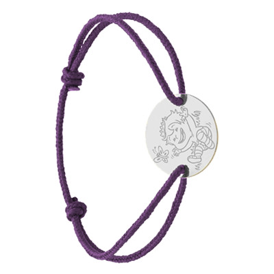 Bracelet Cordon Médaille Garçon, Or Blanc 750 - La Fée Galipette