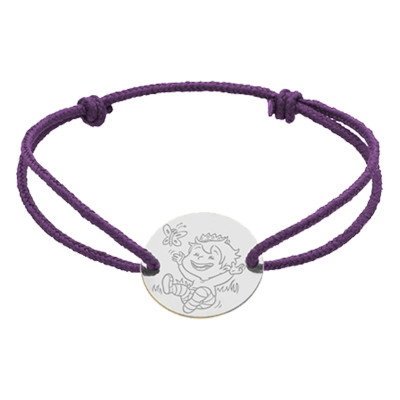 Bracelet Cordon Médaille Garçon, Or Blanc 750 - La Fée Galipette