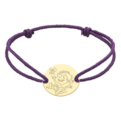 Bracelet Cordon Médaille Garçon, Or Jaune 750 - La Fée Galipette