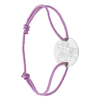Bracelet Cordon Fille & Lapin, Or Blanc 750 - La Fée Galipette
