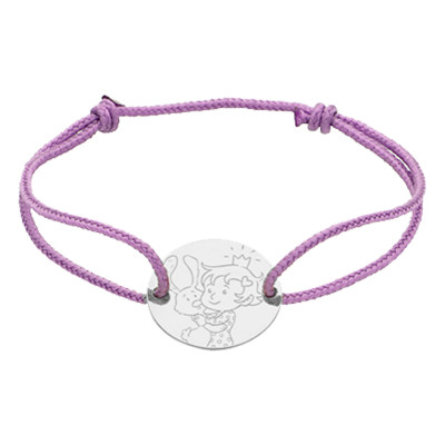Bracelet Cordon Fille & Lapin, Or Blanc 750 - La Fée Galipette