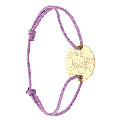 Bracelet Cordon Fille & Lapin, Or Jaune 750 - La Fée Galipette