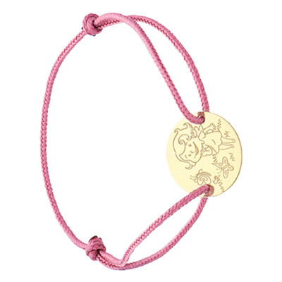 Bracelet Cordon Médaille Fille, Or Jaune 750 - La Fée Galipette