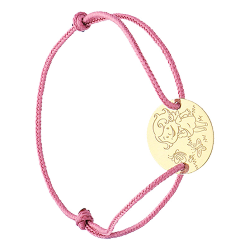 Bracelet baptême cordon et médaille ange pour enfant Argent 925