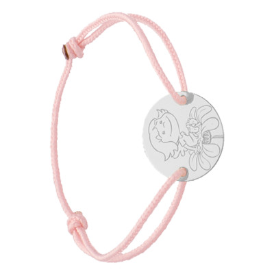 Bracelet Cordon Médaille Fleur, Or Blanc 750 - La Fée Galipette