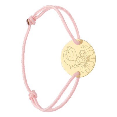 Bracelet Cordon Médaille Fleur, Or Jaune 750 - La Fée Galipette
