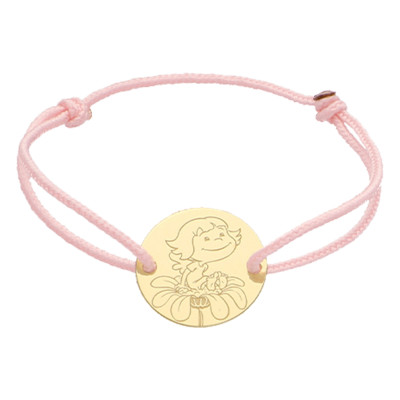 Bracelet Cordon Médaille Fleur, Or Jaune 750 - La Fée Galipette