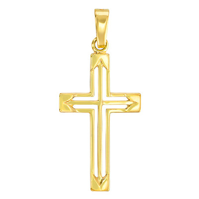Pendentif Double Croix, Or Jaune 750, 15x32mm - Vandona
