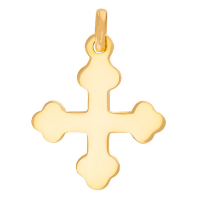Pendentif Croix Bords Tréflés, Or Jaune, 18.1x21mm - Rosatella