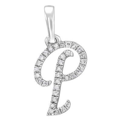 Pendentif lettre P, Or blanc 750 et diamants - Allegoria