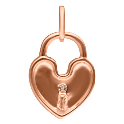 Pendentif Coeur Cadenassé, Or Rose 375 & Diamant 0,02 ct - Aurora