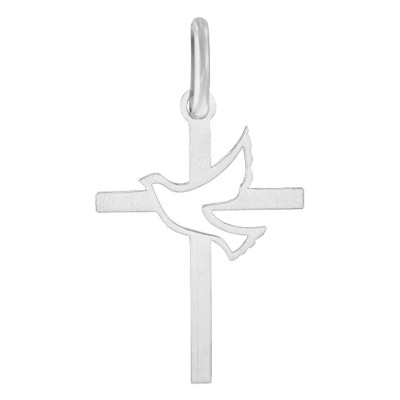Croix Colombe Ajourée, Or blanc, 30 mm - Lucas Lucor