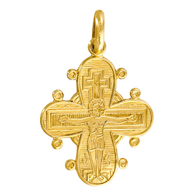 Pendentif Croix Bords Ronds, Or Jaune 750 - Vandona