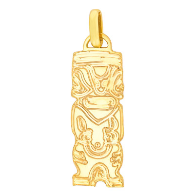 Pendentif Tiki Plat, Or Jaune - Rosatella