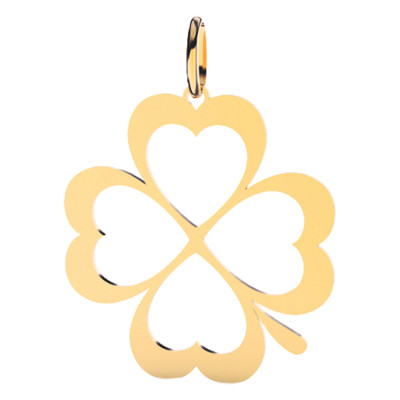 Pendentif Trèfle à coeurs, Or Jaune, 25x25mm - Lucas Lucor
