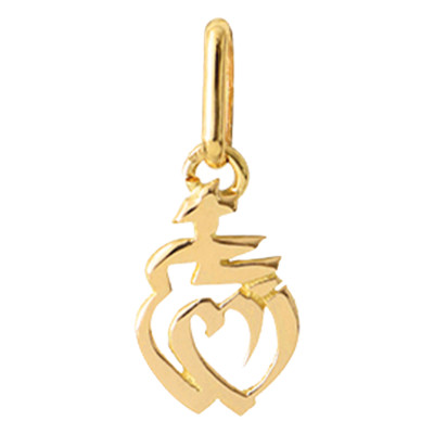 Pendentif Coeur Vendéen, Or Jaune, 12x8mm - Lucas Lucor
