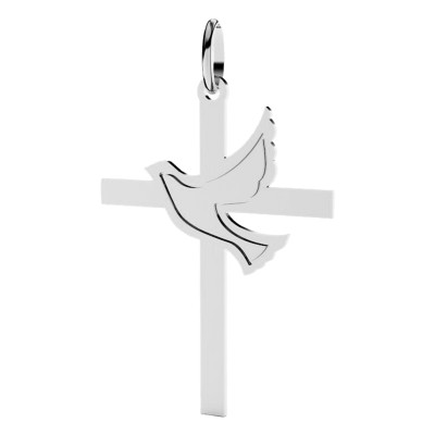 Pendentif Croix & Colombe, Or Blanc, 30mm - Lucas Lucor