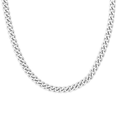 Chaîne Gourmette, Or blanc 375, 45 cm - Manillon