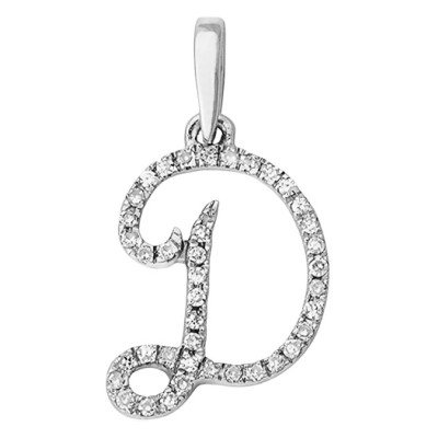 Pendentif lettre D, Or blanc 750 et diamants - Allegoria