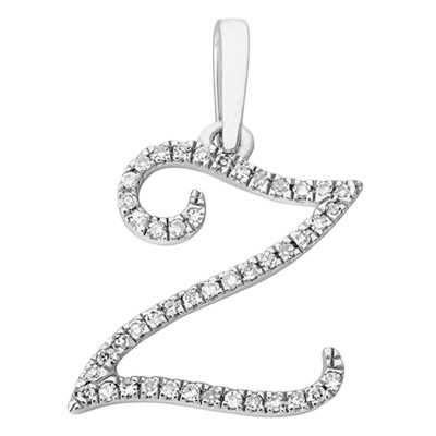 Pendentif lettre Z, Or blanc 750 et diamants - Allegoria