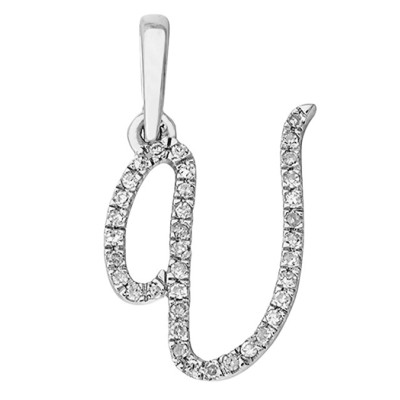 Pendentif lettre U, Or blanc 750 et diamants - Allegoria