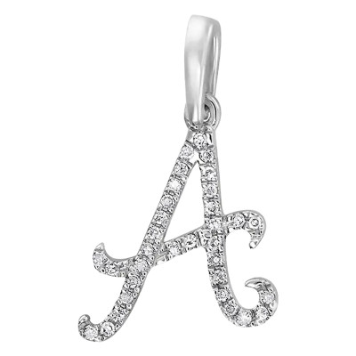 Pendentif lettre A, Or blanc 750 et diamants - Allegoria