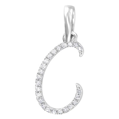 Pendentif lettre C, Or blanc 750 et diamants - Allegoria