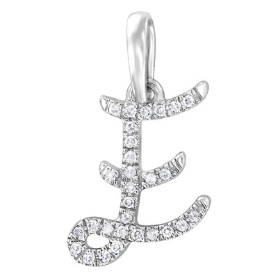 Pendentif lettre E, Or blanc 750 et diamants - Allegoria