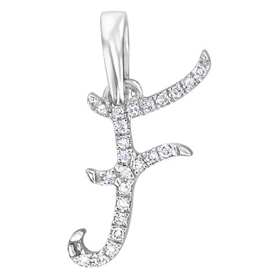 Pendentif lettre F, Or blanc 750 et diamants - Allegoria