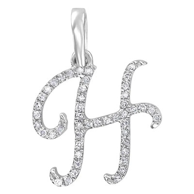 Pendentif lettre H, Or blanc 750 et diamants - Allegoria