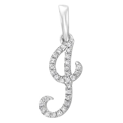 Pendentif lettre J, Or blanc 750 et diamants - Allegoria