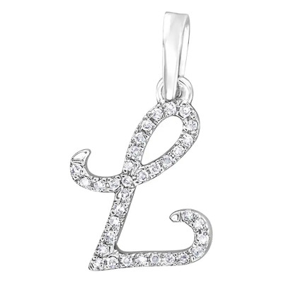 Pendentif lettre L, Or blanc 750 et diamants - Allegoria