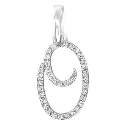 Pendentif lettre O, Or blanc 750 et diamants - Allegoria