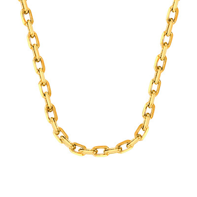Chaîne forçat diamantée, plaqué or jaune, Longueur 42 cm, 1,20 mm à 1,85 mm - Manillon