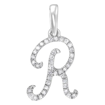 Pendentif lettre R, Or blanc 750 et diamants - Allegoria