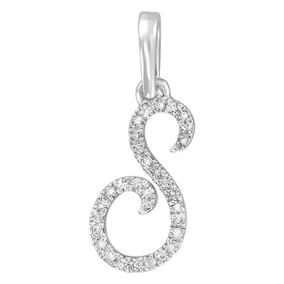 Pendentif lettre S, Or blanc 750 et diamants - Allegoria