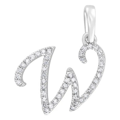 Pendentif lettre W, Or blanc 750 et diamants - Allegoria