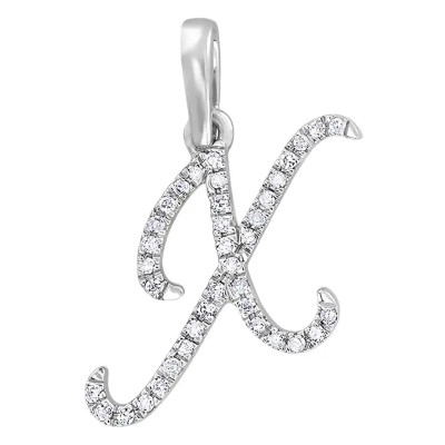 Pendentif lettre X, Or blanc 750 et diamants - Allegoria
