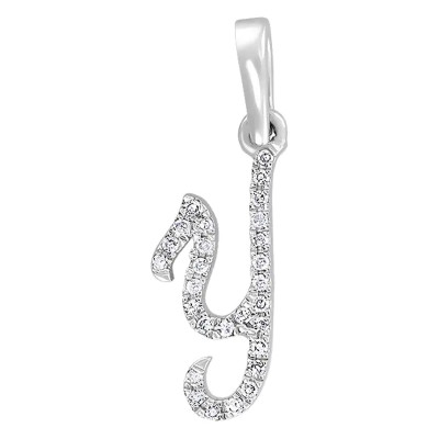 Pendentif lettre Y, Or blanc 750 et diamants - Allegoria