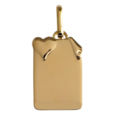 Pendentif Parchemin Coeur, Or Jaune, 14x9mm - Lucas Lucor