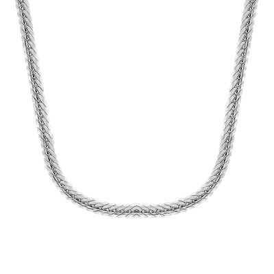 Chaîne maille anglaise creuse, Or blanc 750, 42 cm - Manillon